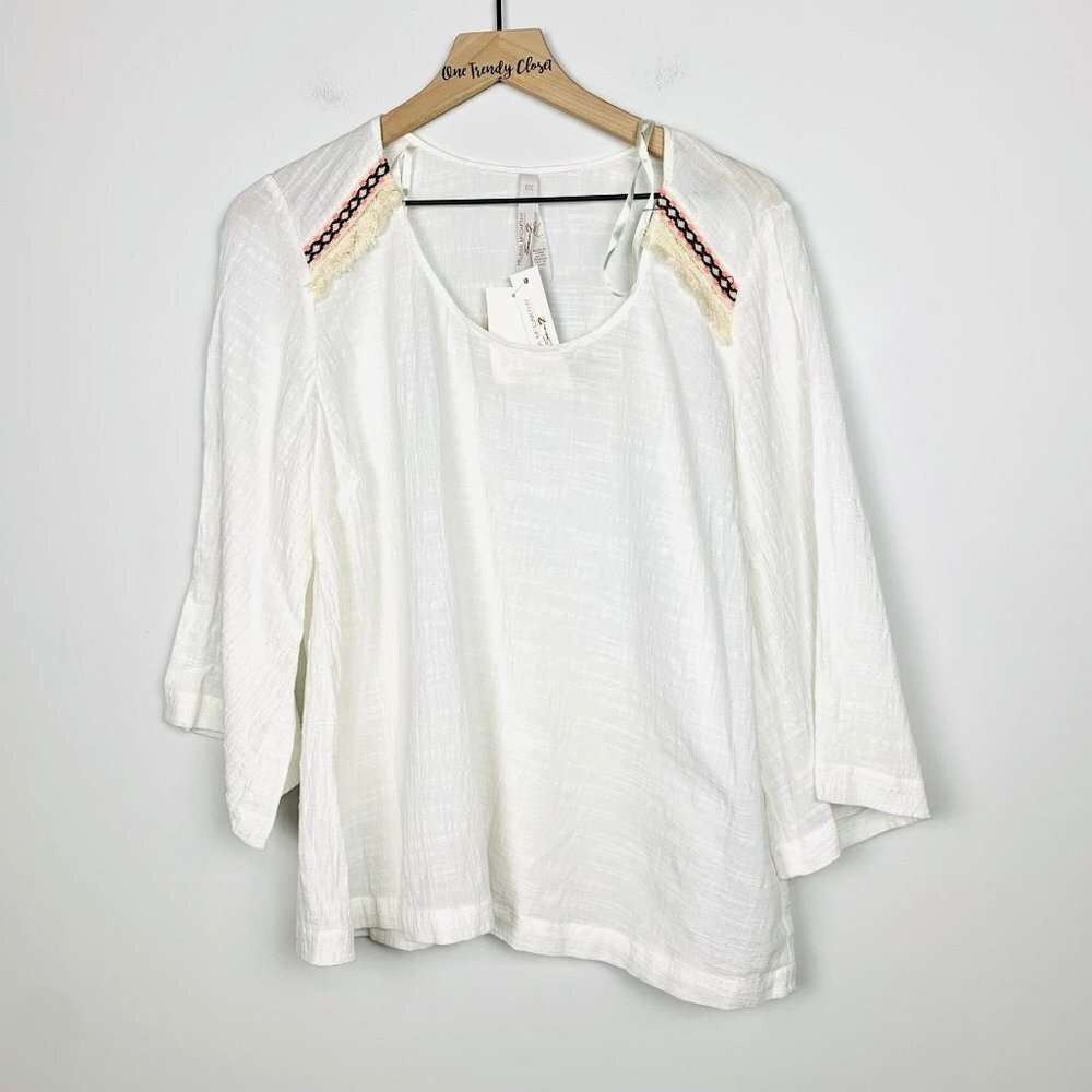 White Women's Top with Embroidered Detail